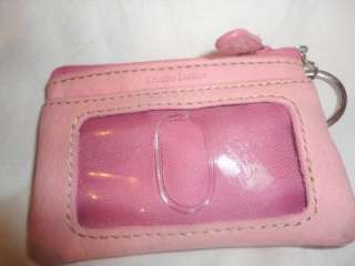 Fossil Leather Change Coin Purse Wallet Pink Genuine Leather Small Key 