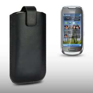  NOKIA C7 BLACK GENUINE LEATHER POCKET POUCH COVER CASE BY 