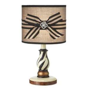  Zebra Stripe Mini Lamp With Ribbon and Jewel Trim Fabric Barrel 