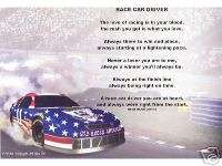 RACE CAR DRIVER Poem Prayer Personalized Name Print  