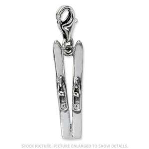 AMORE LA VITA STERLING SILVER ANTIQUED SKIS W/LOBSTER CLASP CHARM 