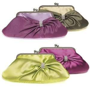  Convertible Satin Clutch Purse with Crystal Wrap   Sage 