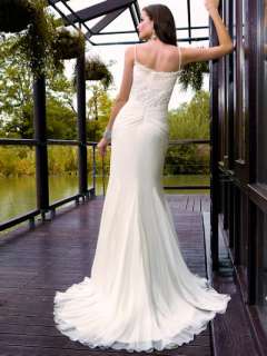 Ivory Spaghetti straps Chiffon Wedding Prom Dress SizeUS2 28  