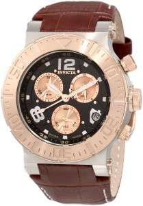 INVICTA RESERVE OCEAN REEF CHRONOGRAPH BLACK BROWN ROSE GOLD LEATHER 