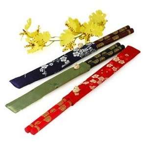  Longevity Chopsticks in Silk Pouches (Set of 6) Kitchen 