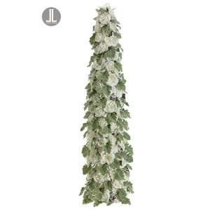 48 Cone Shaped Rose/Dusty Miller Topiary White 