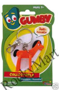 POKEY KEYCHAIN From Gumby Bendable Cartoon Toy Figure  