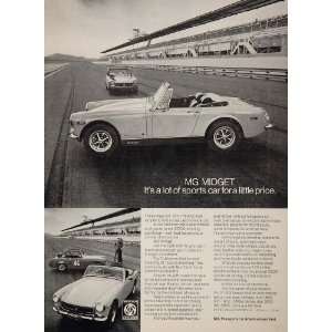  1972 Ad Vintage MG Midget Sports Car Race Track British 