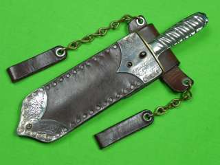 RARE Custom Made EK 1985 Fighting Knife w/ Leather & Sterling Silver 