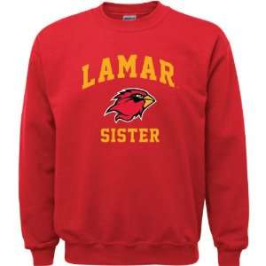  Lamar Cardinals Red Youth Sister Arch Crewneck Sweatshirt 