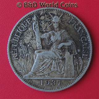 FRENCH INDO CHINA 1937 20 CENTS .12oz SILVER 26mm coin  