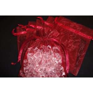  30 Burgundy White Sheer Organza Gift Bags 3x4 
