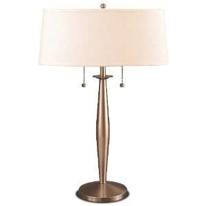   Nickel Finish Table Lamp with Oval Brussels Linen Cream Hardback Shade