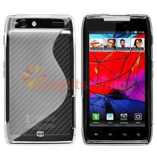 Clear White Gel Case+3 Privacy Filter+Car Charger For Motorola Droid 