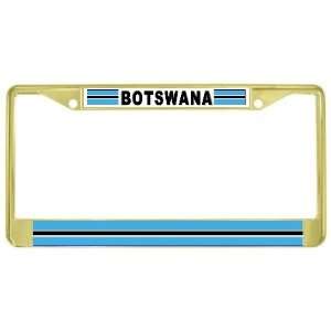  Botswana Flag Gold Tone Metal License Plate Frame Holder 