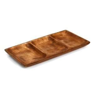 Acacia Wood Tray Rectangle with 3 Compartments Knock on Wood Tray 