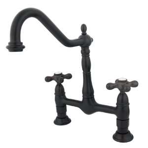   Brass PKS1175AX 8 inch center spread deck mount bridge kitchen faucet
