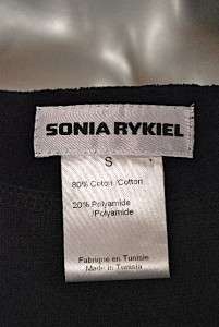 SONIA RYKIEL Black Velour Dress/Tunic Necktie w/Crystals A Line SM 