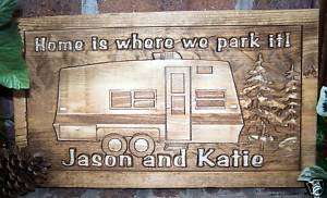 Personalized Family Name Custom Camp Camper RV Carved Wood Sign Plaque 