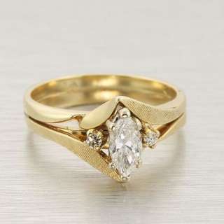   Vintage Estate 14k Yellow Gold 0.40ct Marquise Cut Diamond Ring  
