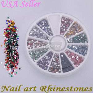 3000 Pcs 2.0mm Round Shape Nail Art Rhinestones Glitters Wheel  