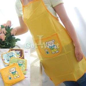Cartoon Bear Design Home Kitchen Wookling Chef Clothes Apron Oil Water 
