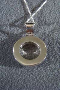 WOW SILVER MOTHER OF PEARL ABALONE BIG PENDANT NECKLACE  