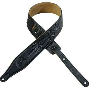 Strap, MG17CX BLK, 2 1/2 garment leather guitar strap with Christian 