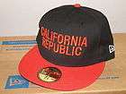   California Republic CA Love New Era Fitted Cap Hat Words Black Orange