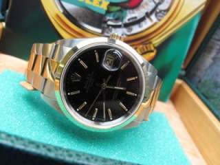   Mens Steel 18kt Date Black Dial Ref. 15203 Oyster Band Box #30  