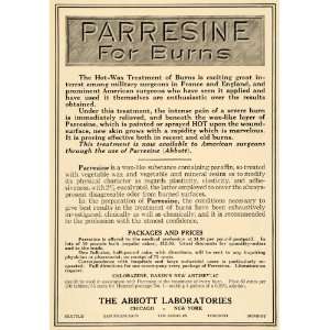  1917 Ad Parresine Hot Wax Burn Treatment Abbott Lab WWI 