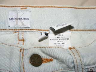 New $49 CALVIN KLEIN zippered leg retro light blue STRETCH jeans 9 