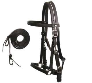 ENGLISH OR WESTERN HORSE LEATHER HALTER BRIDLE W/ REINS  