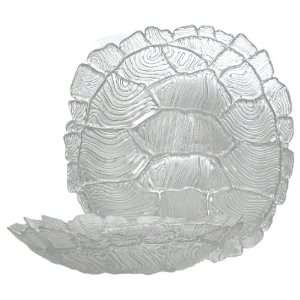  Clear Glass Turtle Shell Large Bowl 13 3/4x13 3/4x2 1/2 