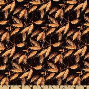  44 Wide Harvest Festival Wheat Black Fabric By The Yard 