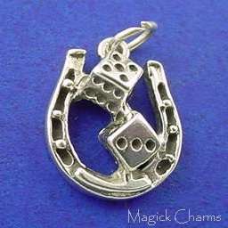 Sterling Silver HORSESHOE & DICE Good Luck Charm  