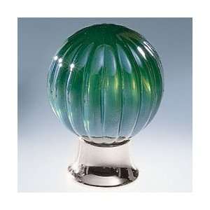 Omnia 4405/30CJA26 Ribbed Glass Knob Knob   Clear Jade/Polished Chrome