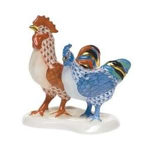  Herend Rooster and Hen Multicolor Fishnet