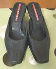 prada women black leather shoe mules size 7 5 b