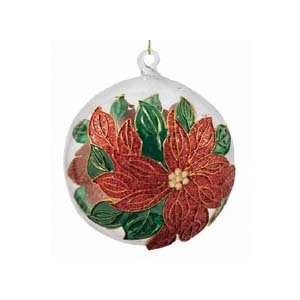  Poinsettia Glass Ball Ornaments