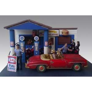  Gas Station Diorama for 124 Diecast Models with Working 
