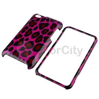 HOT PINK LEOPARD ANIMAL PRINT Hard Clip on CASE Cover FOR IPOD TOUCH 4 