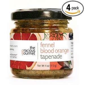 Gracious Gourmet Fennel Blood Orange Tapenade, 4 Ounce Jars (Pack of 4 