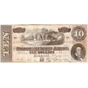  USA (1864)   CONFEDERATE STATES OF AMERICA $10 DOLLARS 