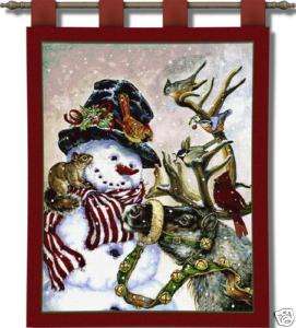 Art Tapestry Wall Hanging Country Christmas Snowman  