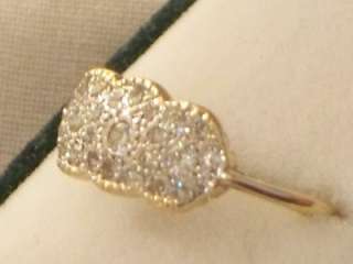 EDWARDIAN 18CT GOLD PLATINUM DIAMOND TRIPLE CLUSTER RING  