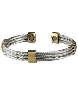   Trio Cable Stainless Steel/ Gold Magnetic Bracelet  
