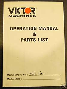Victor 1600/2000 Series Lathe Operators & Parts Manual  