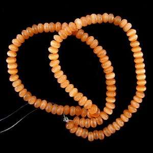 6mm orange fiber optic cats eye rondelle beads 15 