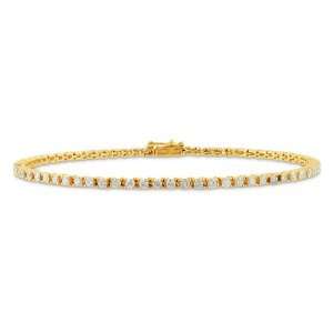 14K Yellow Gold 2 CT TDW Round White Diamond Bracelet (G H 